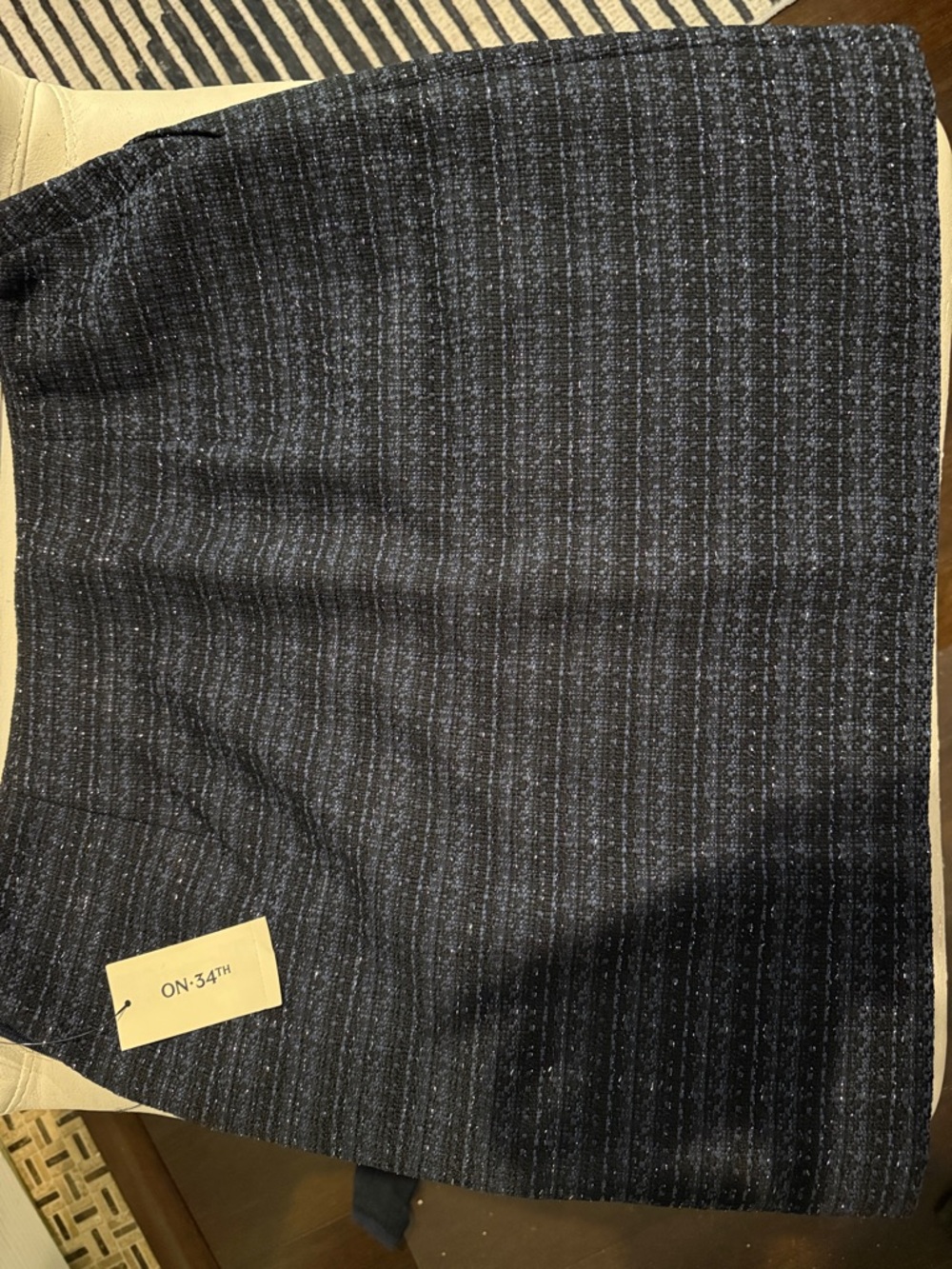Navy Tweed Pencil Skirt with Subtle Speckle- Office Siren